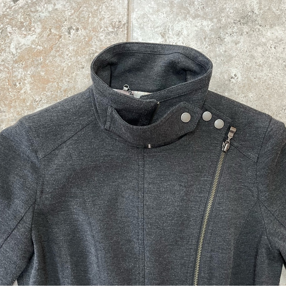 Ted Baker Double Zipper Moto Jacket in Dark Charcoal Grey, size 2 - Picture 8 of 12